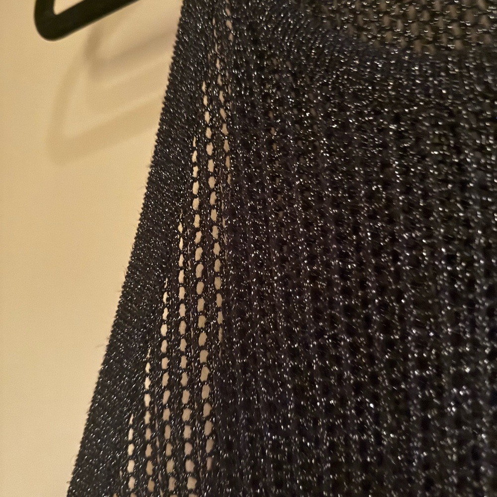 Tahari Black Sparkly Crochet/Knit Cover Up Midi Dress - Picture 3 of 4